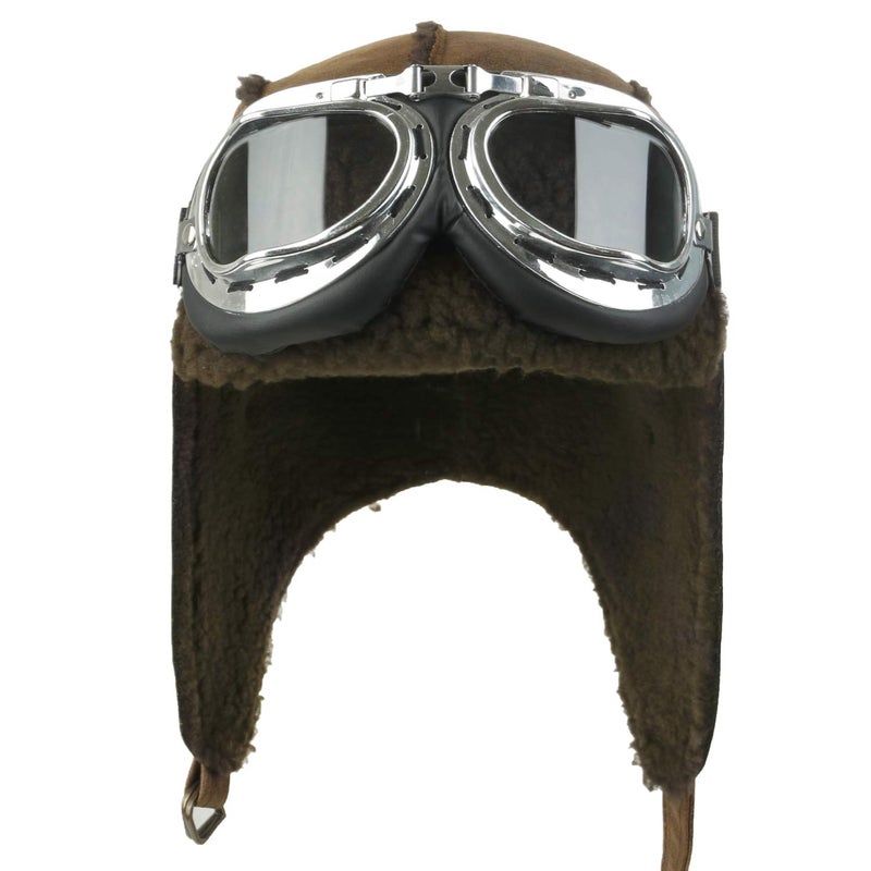 ililily Aviator Hat Winter Snowboard Fur Ear Flaps Trooper Trapper Pilot Goggles Light Brown - Image 2